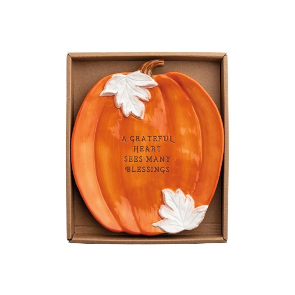 Orange Pumpkin Sentiment Plate