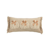 Lumbar White Emb. Pumpkin Pillow