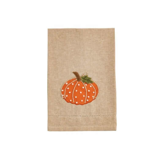 Orange Pumpkin French Knot Towel
