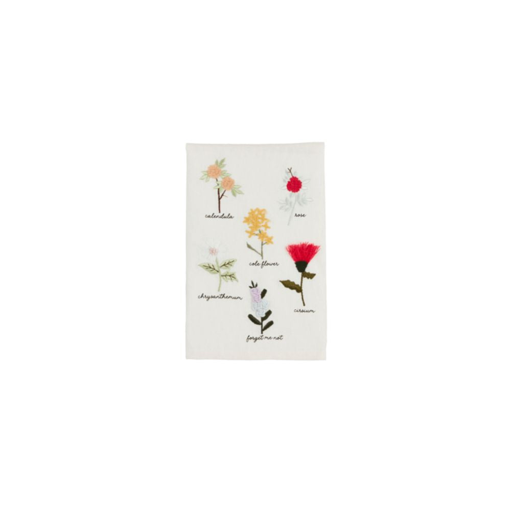 Flower Stems Embroidery Towel
