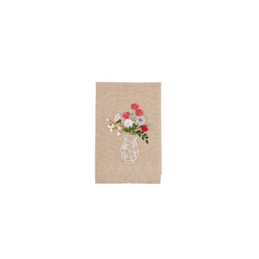 Flower in Vase Embroidery Towel
