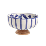 Blue Wood Pedestal Bowl