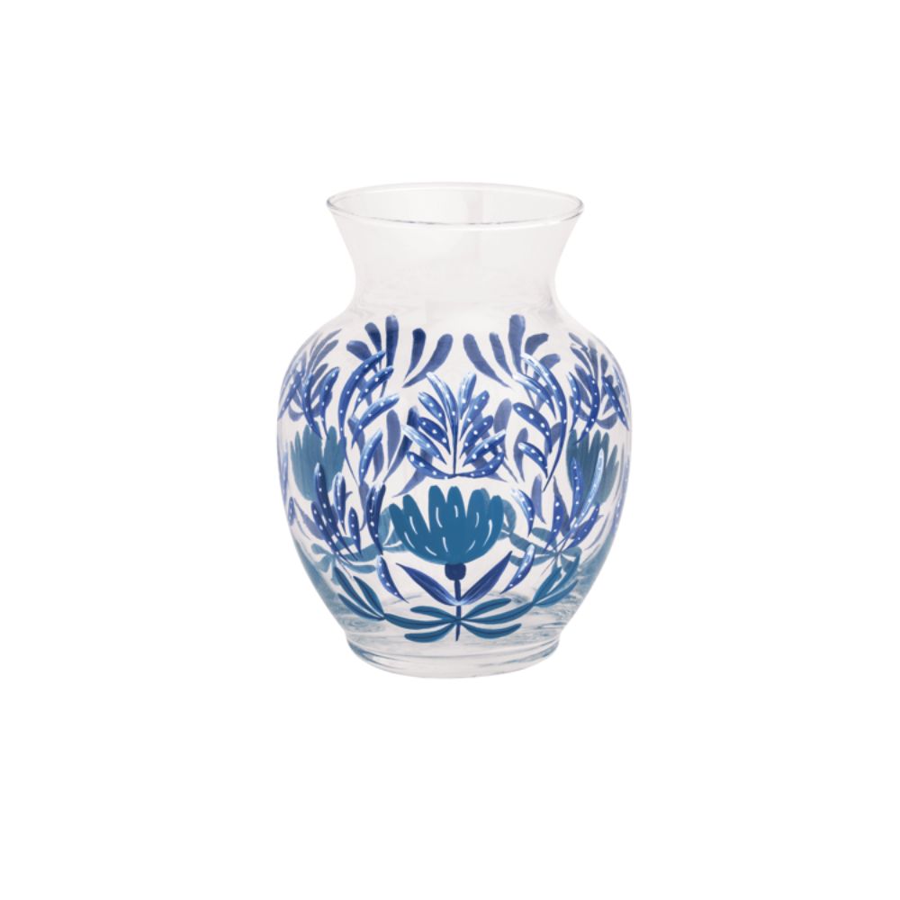 Blue Floral Flourish Vase