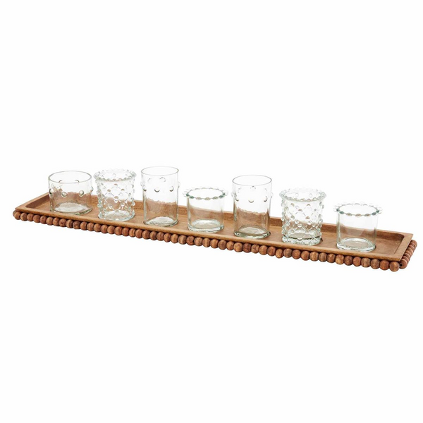 Mud Pie Beaded Votive Wood Set