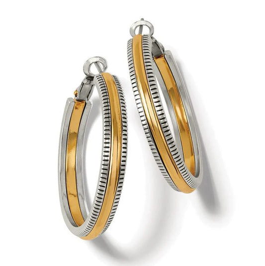 Brighton Interlok Noir Heirlom Gold Hoop Earrings