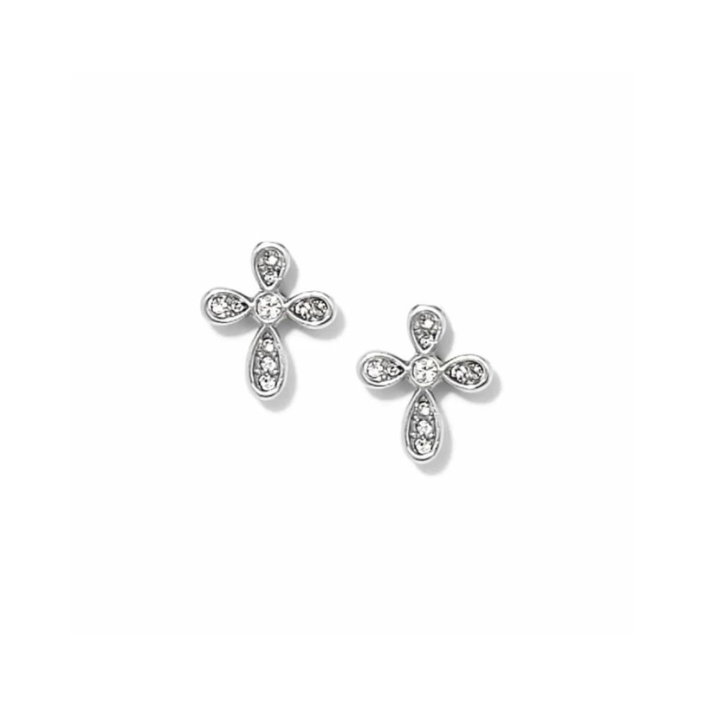 Brighton Enchanting Cross Silver Toned Post Earrings