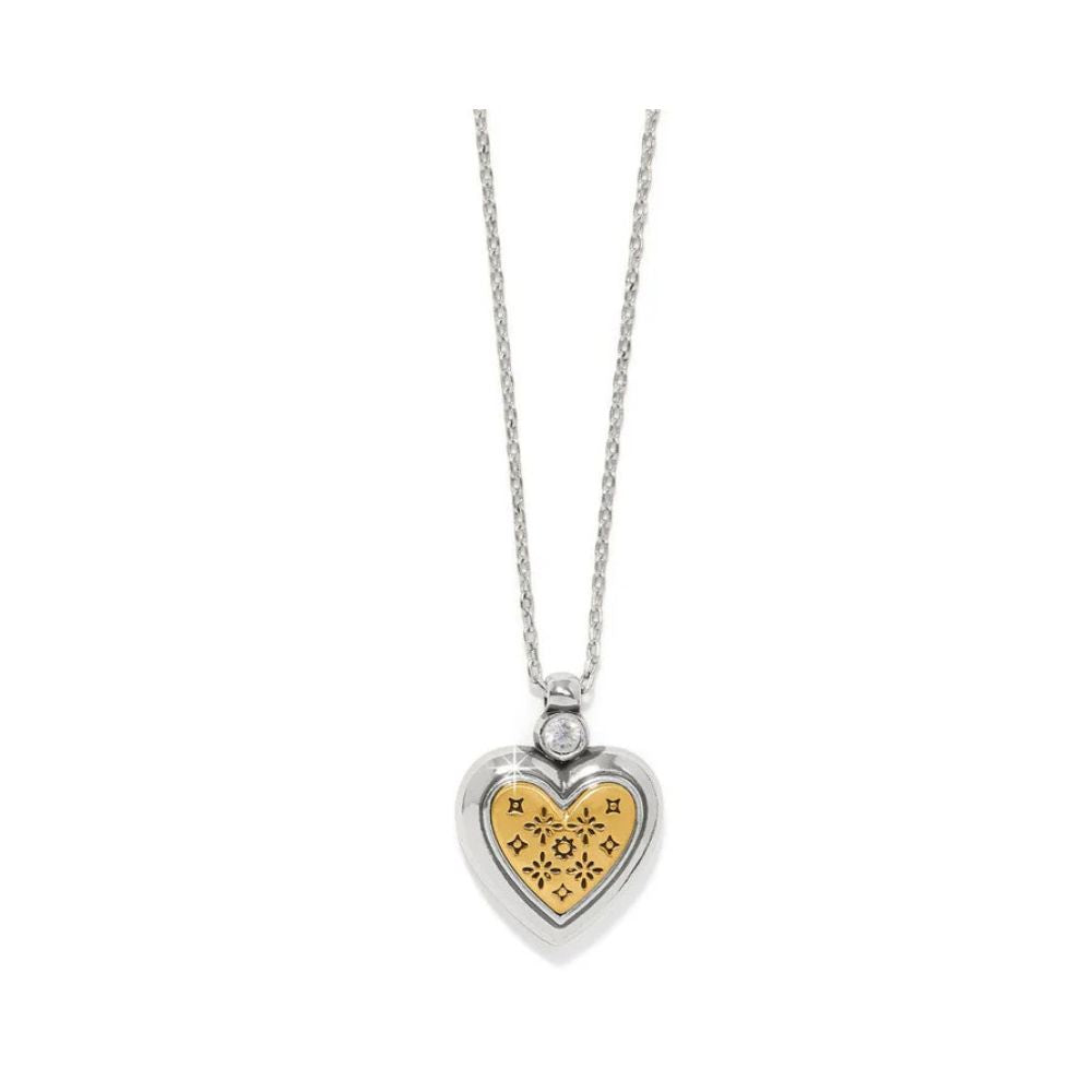 Mosaic Heart Two Toned Peite Necklace