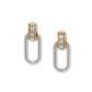 Mosaic Two Tone Post Drop Earrings