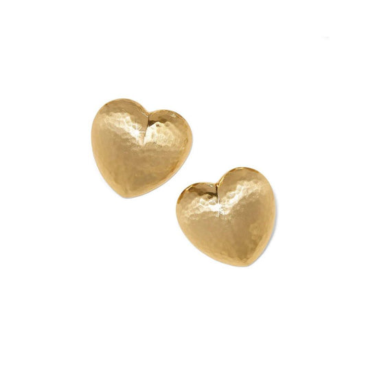 Trianon Heart Small Gold Toned Post Earrings