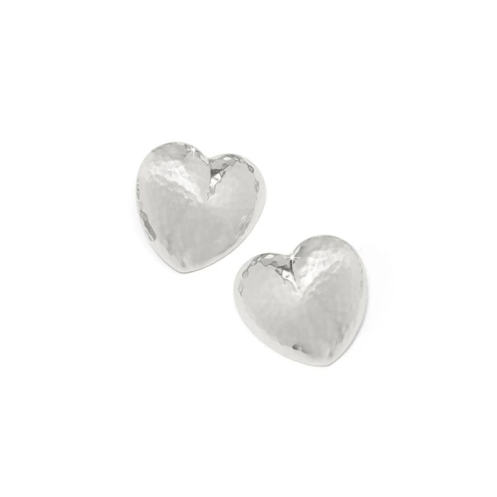 Trianon Heart Small Silver Toned Post Earrings