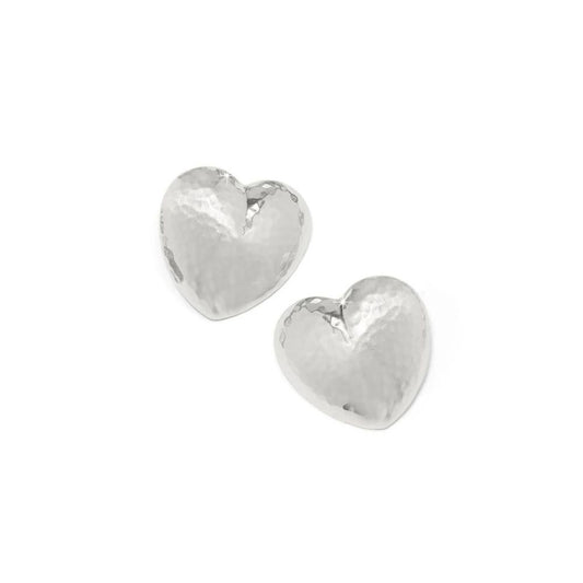 Trianon Heart Small Silver Toned Post Earrings