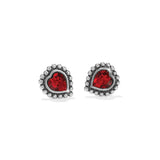 Shimmer Heart Red Mini Post Earrings