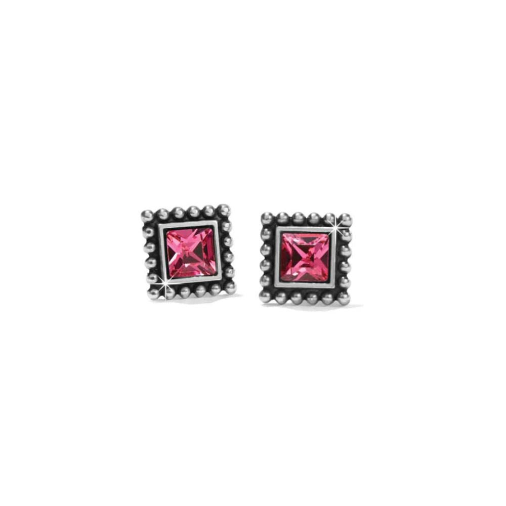 Sparkle Square Pink Mini Post Earrings