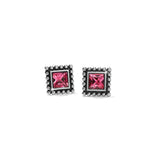 Sparkle Square Pink Mini Post Earrings