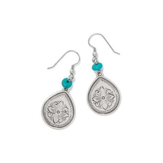 Mosaic Turquoise Teardrop French Wire Earrings