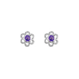 Sterling Silver Amethyst Flower Earrings