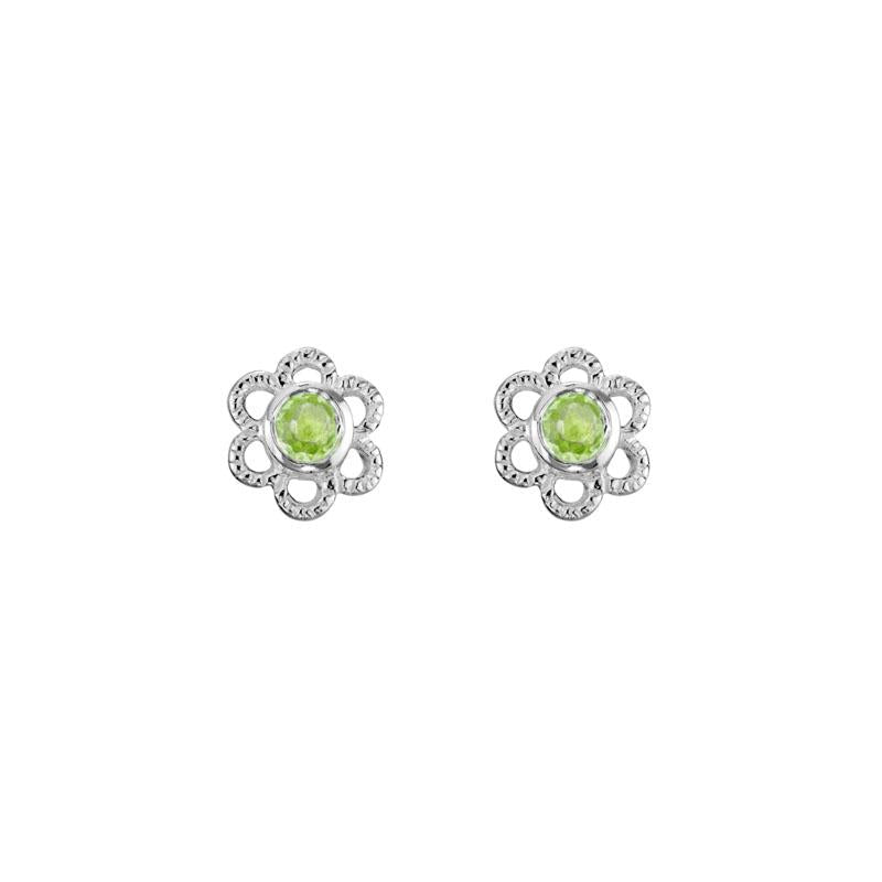 Peridot Flower Stud Earrings