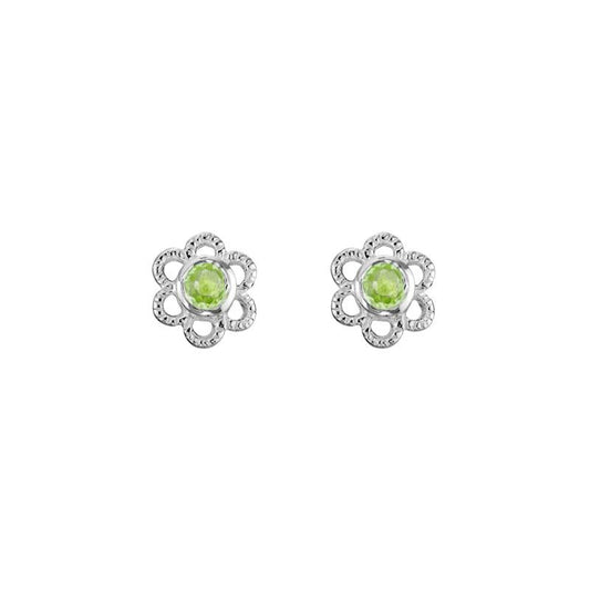 Peridot Flower Stud Earrings