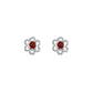 Created Ruby Flower Stud Earrings