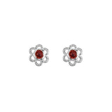 Created Ruby Flower Stud Earrings