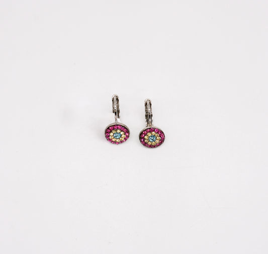 Mariana Silver Tone Pink, Yellow & Blue Earrings
