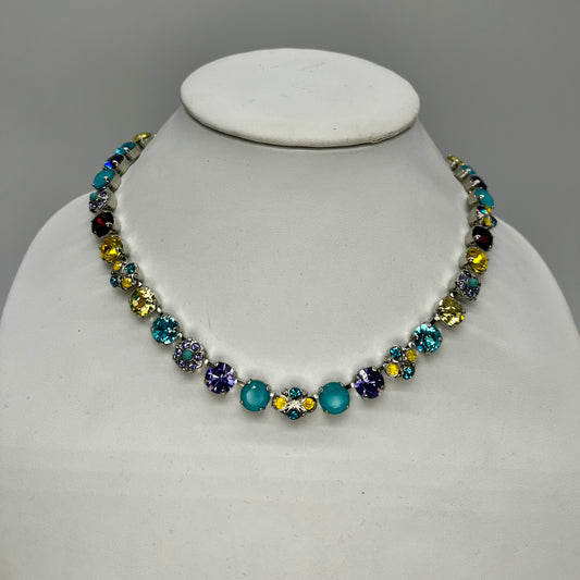 Mariana Silver Tone Yellow Turqoise And Purple Necklace