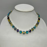 Mariana Silver Tone Yellow Turqoise And Purple Necklace