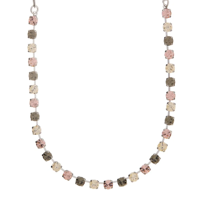 Mariana Silver Tone Necklace in Black Diamond, Golden Shadow & Vintage Rose