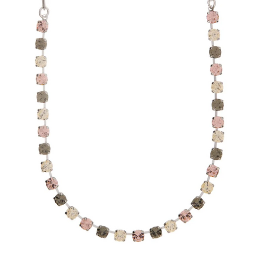 Mariana Silver Tone Necklace in Black Diamond, Golden Shadow & Vintage Rose