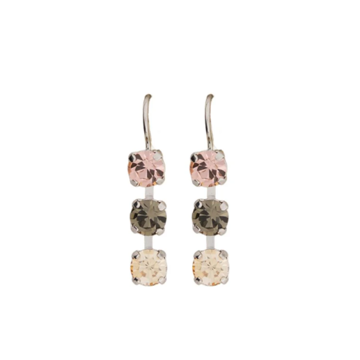 Mariana Silver Tone Earrings in Black Diamond, Golden Shadow & Vintage Rose