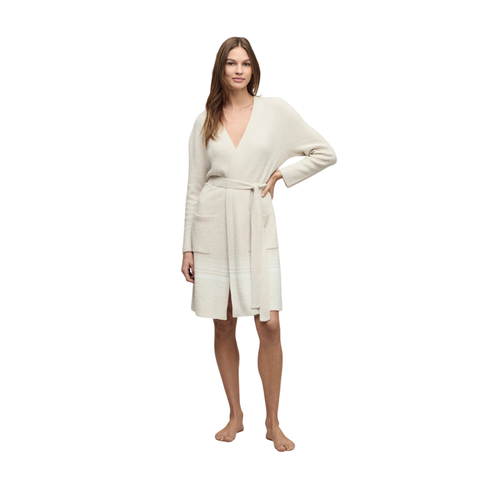 Cozy Chic Light Variegated Stripe Ribbed Robe