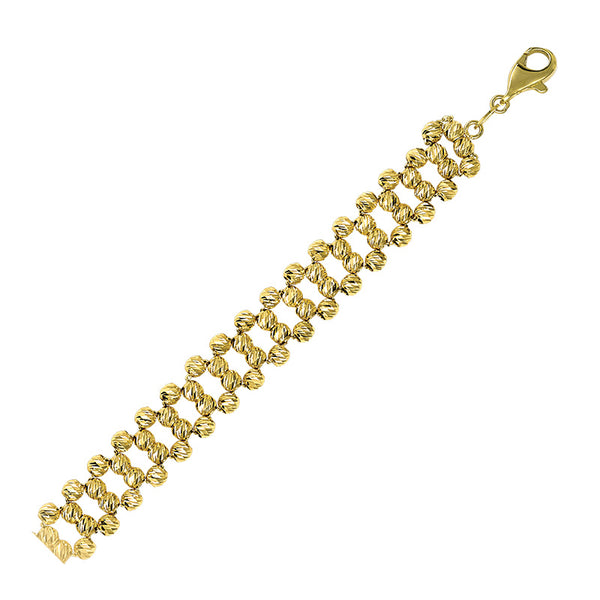 14K Yellow Gold Diamond Cut Latice Bracelet