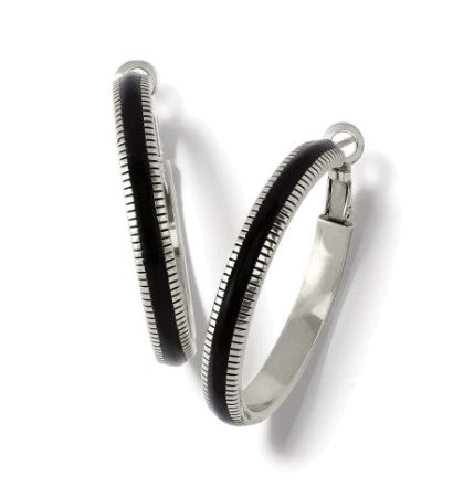 Brighton Interlok Noir Heirlom Black Hoop Earrings