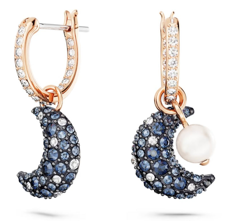 Swarovski Luna Drop Earrings - Asymmetrical - Rose Gold Plated