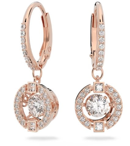 Swarovski Sparking Rose Gold-Tone Circle Drop Earrings