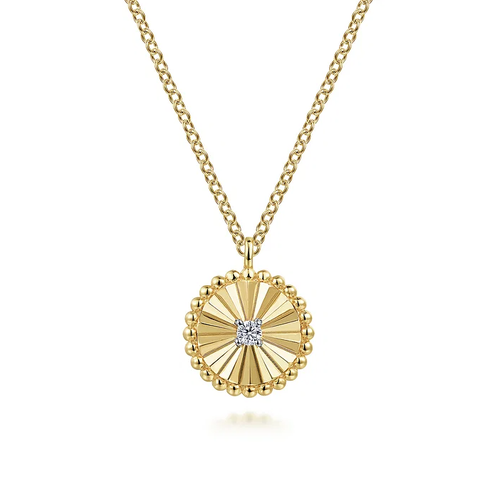 14K Yellow Gold Bujukan Diamond Cut Pendant Necklace