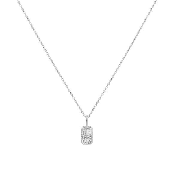 Silver Pave Pendant Necklace