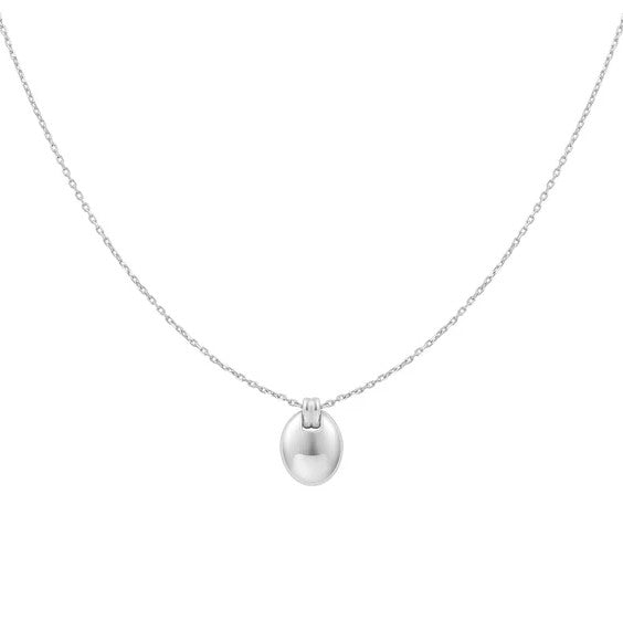 Silver Oval Charm Necklace