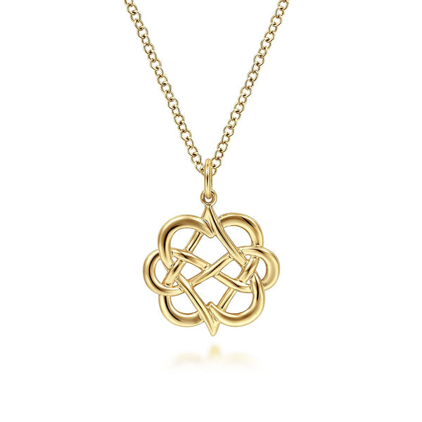 14K Interwoven Floral Pendant Necklace