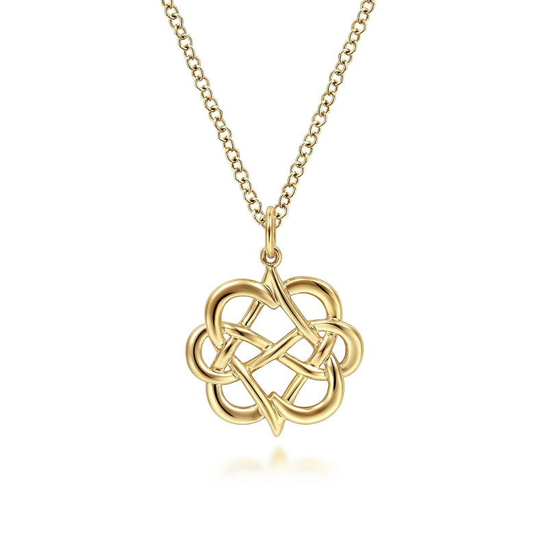 14K Interwoven Floral Pendant Necklace