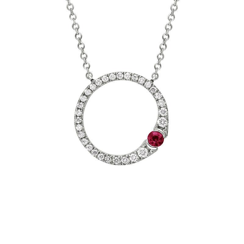 Ruby Diamond Circle Necklace