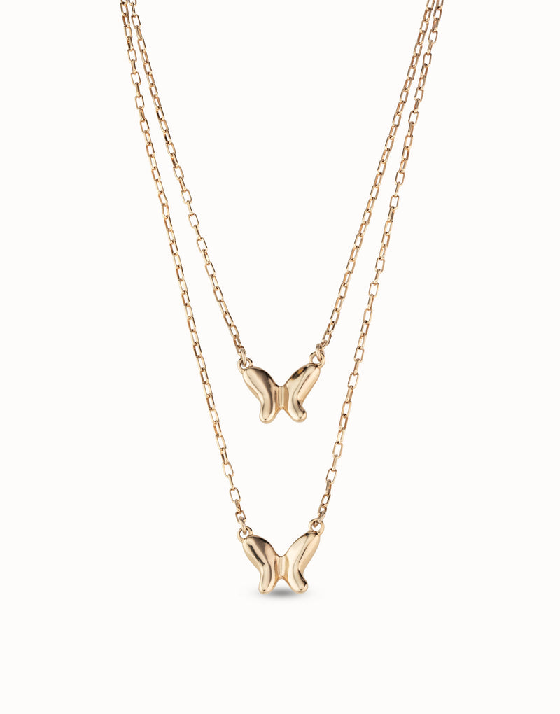 UNOde50 Gold Tone Double Butterfly Necklace