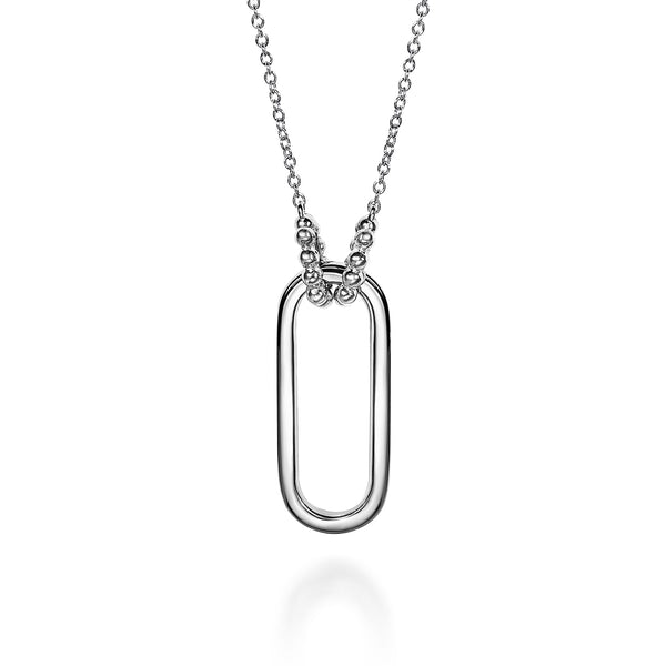 Sterling Silver Link Pendant On Chain W/Bujukan Bead