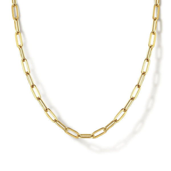 14K Hollow Paperclip Chain Necklace 24-Inch