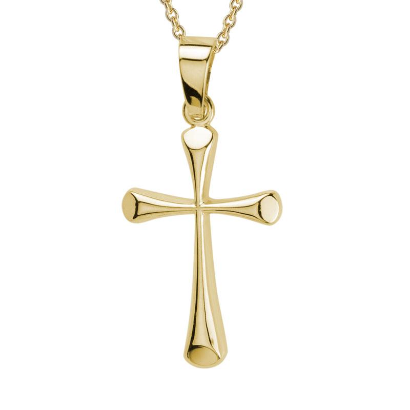 Artistry Limited 14K Yellow Gold Beveled Ends Cross Necklace