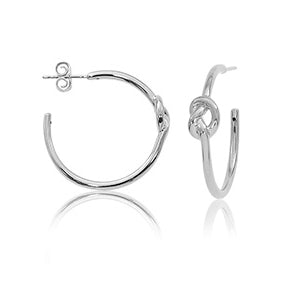 Sterling Silver Hoop Earrings w/Knot