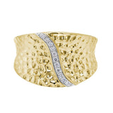 14K Yellow Gold Wide Ring With Diamonds