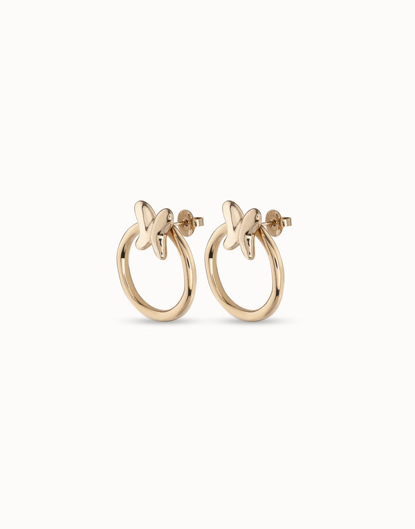 UNOde50 Gold Tone Circle with Detachable Butterfly Earrings