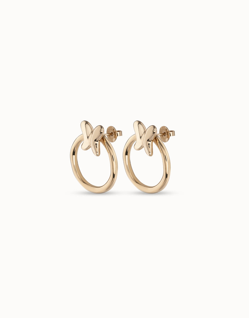 UNOde50 Gold Tone Circle with Detachable Butterfly Earrings
