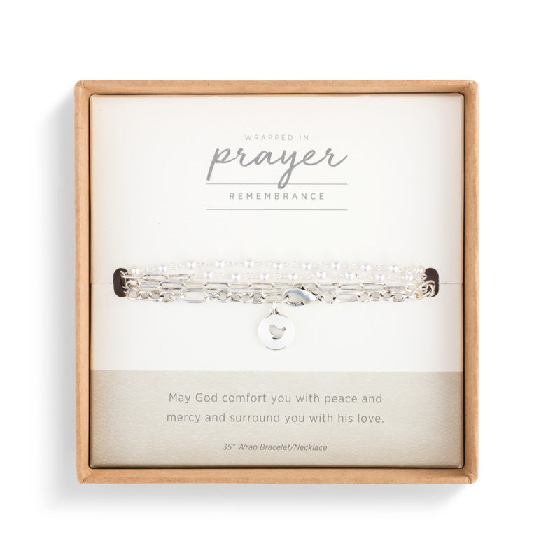Wrapped in Prayer Silver & Pearl Bead Remembrance Necklace/Bracelet